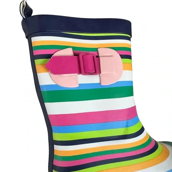 NWT Sun Squad Striped Rain Boots Size Large 9/10 - Picture 6 of 9